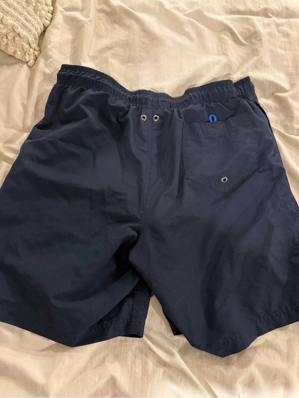 Lands’ End Men’s Swim Trunks Size Large 36-38 Navy Blue Drawstring Beach Resort - Picture 3 of 3